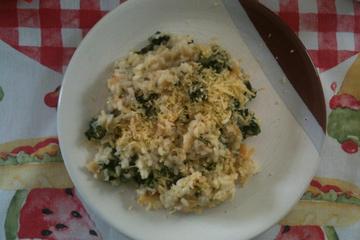 Risoto de bacalhau com brócolis