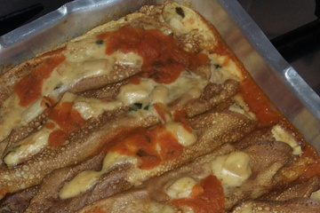 Panqueca de palmito com molho branco