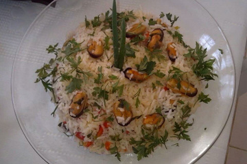 Arroz com mexilhão