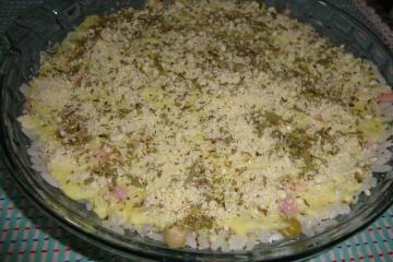 Arroz com presunto e requeijão cremoso