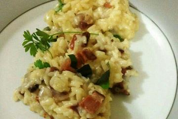 Risoto de bacon e cerveja