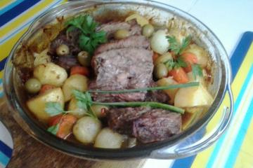 Fraldinha com mostarda e batata portuguesa