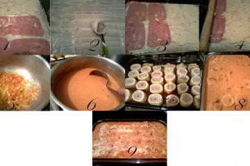 Rondelli de massa de pastel com requeijão, presunto e queijo
