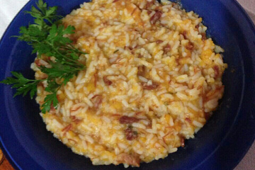 Risoto de carne seca com abóbora