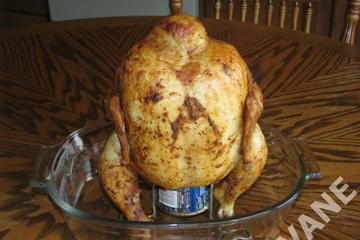 Frango assado com cerveja e sopa de cebola