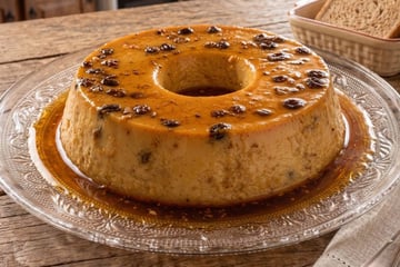Pudim de passas ao rum tradicional igual a receita da avó