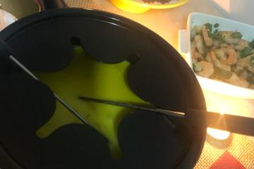 Fondue de camarão no leite de coco maravilhoso