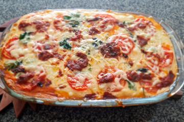 Filé de tilápia com batatas e requeijão ao forno