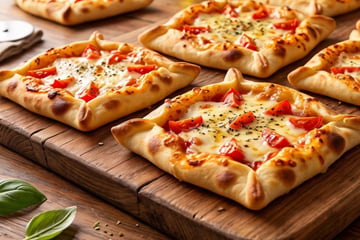 Pizza com massa de pastel na airfryer com borda recheada e porções individuais