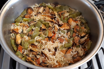 Arroz com mexilhão
