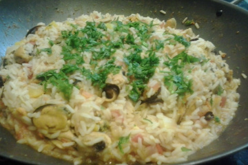 Arroz com mexilhão