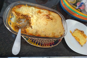 Torta de frango com massa de sobras de arroz