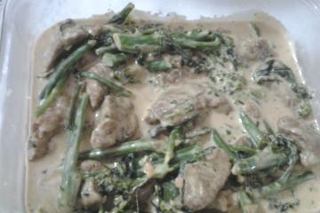 Carne com catupiry e brócolis