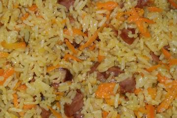 Arroz recheado na panela de pressão