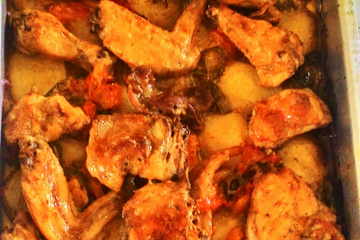Frango assado com batata da Jujufe