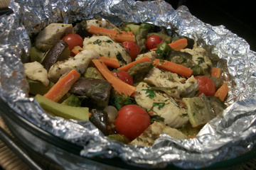 Papelote de frango com legumes