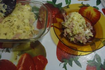 Arroz com presunto e requeijão cremoso