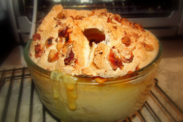 Torta de banana com creme e suspiro do Marcelo