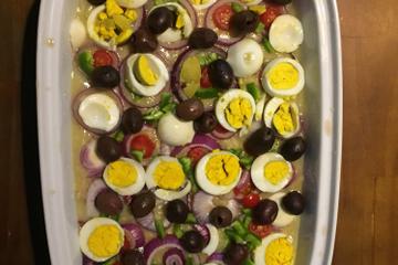 Bacalhau ao azeite e legumes