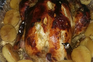 Frango recheado e assado na cerveja preta