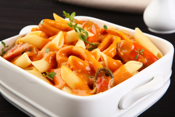 Penne com frutos do mar