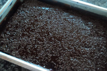 Bolo de chocolate e calda de chocolate
