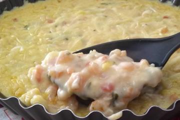 Camarão cremoso gratinado