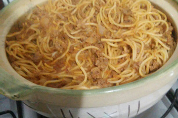 Macarrão com carne moída
