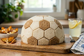 Sanduíche de camadas de bola de futebol para assistir os jogos