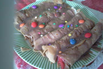Panqueca doce de chocolate e banana