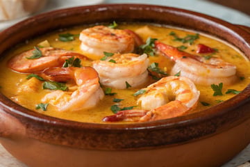 Moqueca de camarão tradicional com tempero no ponto certo