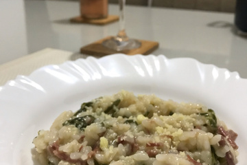 Risoto de carne seca com couve