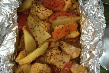 Papelote de frango com legumes