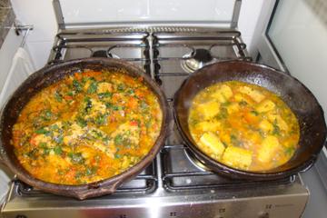 Peixe miraguaia com banana da terra