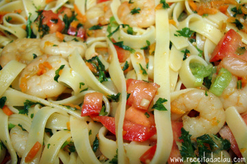 Fettuccine com camarão