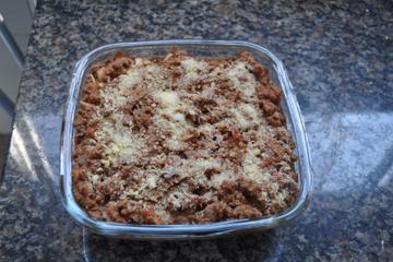 Polenta com molho de carne moída