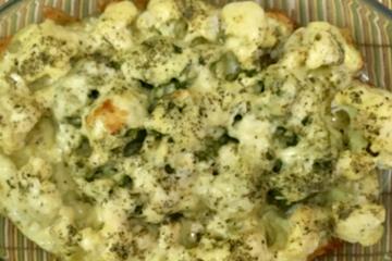 Couve-flor e brócolis gratinados