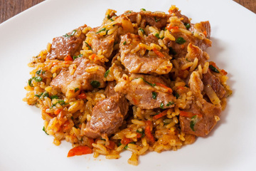 Arroz carreteiro de carne fresca