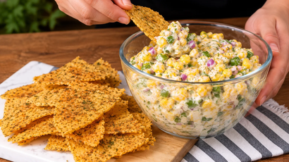 Crostini de tapioca com molho de milho mexicano: uma combinação irresistível para servir como aperitivo ou entrada!