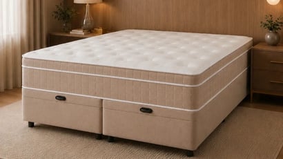 Quase 50% de desconto! Cama box baú queen com colchão de molas ensacadas ajuda a ganhar espaço no quarto