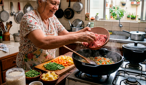 Aprendi com a vovó do rancho: carne moída com legumes é uma das receitas mexicanas econômicas mais saborosas que já comi