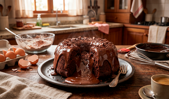 Frio pede esse bolo de chocolate "vulcão" com calda quentinha que aquece o coração: TudoGostoso ensina as dicas para sair perfeito!