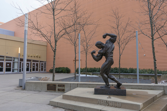 Estatua de Arnold Schwarzenegger nos tempos de fisiculturismo em Ohio, Estados Unidos. (créditos: Shutterstock) 