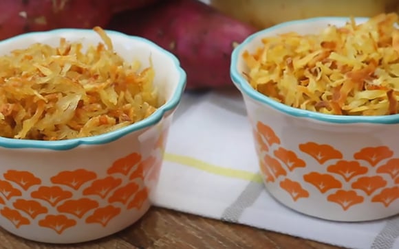 Batatinha palha caseira de batata-doce: desse jeito que eu faço fica crocante, sequinha e eleva o seu strogonoff, sanduíche ou salada a outro nível