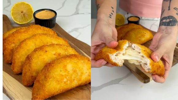 De comer rezando: salgado de frango com queijo e massa fácil de apenas 2 ingredientes