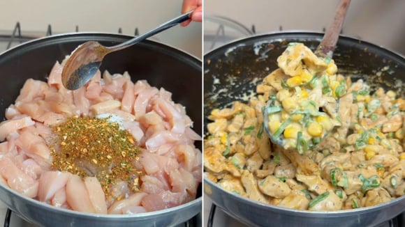 Para o frango ficar cremoso e saboroso, a dica é usar requeijão (Créditos: Reprodução/sarahmbonet/Instagram)