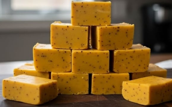 O fudge de maracujá pode ser apreciado quente ou frio dependendo da sua preferência e paciência! (Créditos: Imagem gerada por IA)