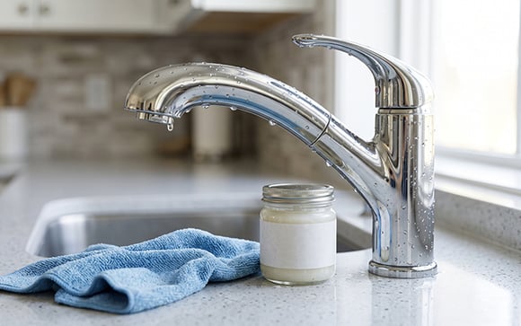 Pincelar um pouco de óleo de coco nas torneiras de inox: o truque simples para repelir manchas de água e poeira