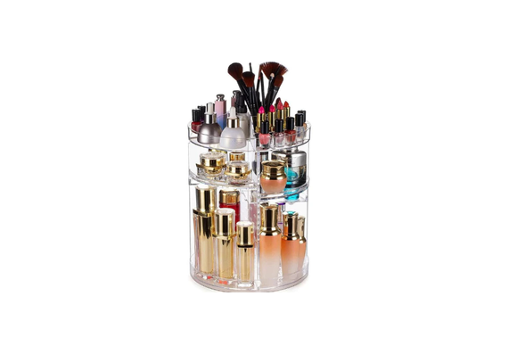 Organizador giratório que mantém maquiagens e cosméticos sempre à mão com praticidade e estilo (Divulgação: Shopee).