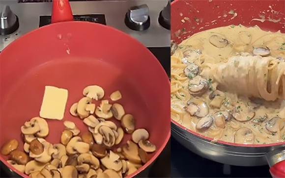 Macarrão cremoso de champignon feito em uma panela só: receita fácil, saborosa e sem sujar um monte de louça